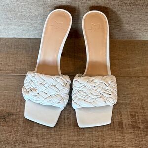 Marc Fisher white Square Toel Heel Braided Women's Sandals Draya 9